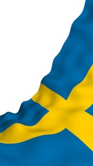 The flag of Sweden. Official state symbol of the Kingdom of Sweden. A blue field with a yellow Scandinavian cross that extends to the edges of the flag. 3d illustration