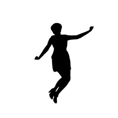 isolated, silhouette girl jumping