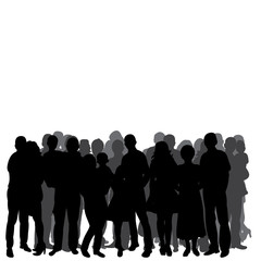  isolated, silhouette of a crowd of people