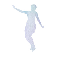 watercolor silhouette girl jumping