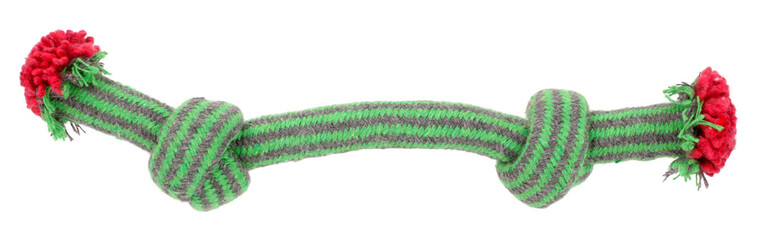 Dog bone pet toy made of rope knots
