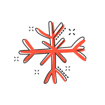 Vector cartoon hand drawn snowflake icon in comic style. Snow flake sketch doodle illustration pictogram. Handdrawn winter christmas business splash effect concept.