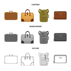 Vector design of suitcase and baggage sign. Collection of suitcase and journey stock symbol for web.
