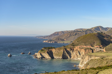 Bixby Bridge and Pacific Coast Highway near Big Sur in California, USA.