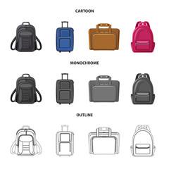 Vector illustration of suitcase and baggage icon. Collection of suitcase and journey vector icon for stock.