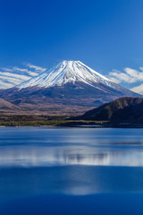 冬の本栖湖と富士山