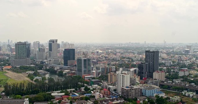Thailand Bangkok Aerial v102 Panning cityscape view near Phaya Thai district 3/18