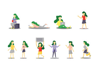 Fototapeta premium woman activity character isolated on white. vector illustration