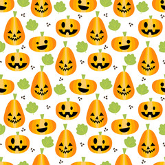 Cute Halloween pumpkins seamless pattern. Cute Halloween Concept.