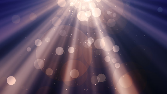Abstract bokeh Particles with shining light rays background suited for broadcast, commercials and presentations.