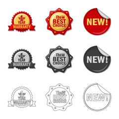 Vector design of emblem and badge sign. Collection of emblem and sticker vector icon for stock.