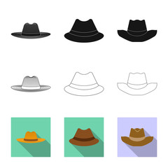 Vector design of headwear and cap sign. Set of headwear and accessory stock symbol for web.