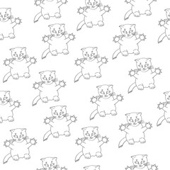 Cats on a white background. Seamless texture