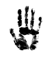 Print of hand of human, cute skin texture pattern,vector grunge illustration. Scanning the fingers, palm on white background.