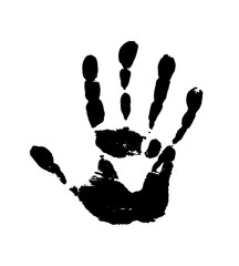 Print of hand of human, cute skin texture pattern,vector grunge illustration. Scanning the fingers, palm on white background.