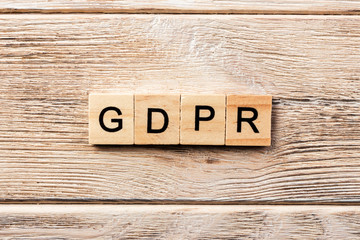 gdpr word written on wood block. gdpr text on table, concept