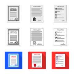 Isolated object of form and document logo. Collection of form and mark stock symbol for web.