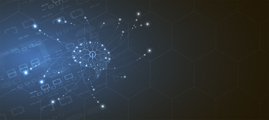 Artificial intelligence. Technology web background. Virtual concept