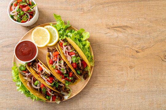 tacos with meat and vegetables