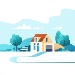 Rugzak Suburban traditional house. Family home. Vector illustration. © faber14