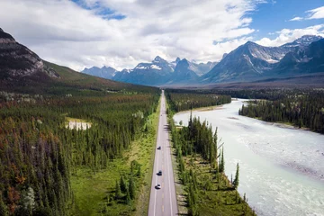 Foto op Canvas Aerial view of Icefields Parkway route between Banff and Jasper National Parks in Alberta, Canada. © R.M. Nunes