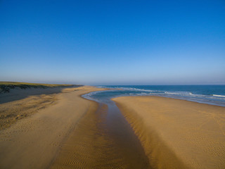 cap ferret sunrise boje france aerial drone view beach ocean sand waves chanel