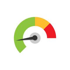 Meter dashboard icon in flat style. Credit score indicator level vector illustration on white isolated background. Gauges with measure scale business concept.