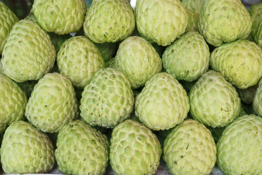 Green custard apple in fresh market