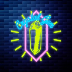 Vintage emblem glowing neon sign