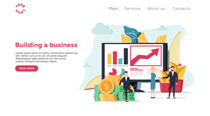 Vector illustration for web page, banner, presentation, social media, documents, cards. people are building a business