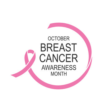 Vector image of breast cancer awareness ribbon.Poster design.October is cancer awareness month.