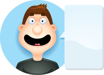 Cartoon Brunette Man Smiling
