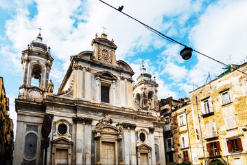 Fototapeta na wymiar antique church building in Naples city, italy Europe