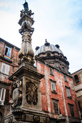 Fototapeta premium antique church building in Naples city, italy Europe