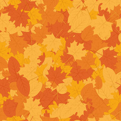 Fototapeta na wymiar Autumn leaves seamless pattern background - Vector