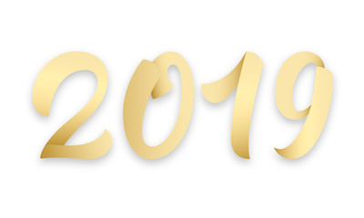 2019. Gold lettering 2019 numbers for New Year 2019 celebration