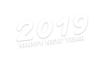 Happy New Year 2019. Typography with realistic shadows for New Year celebration