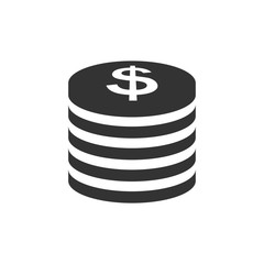 Coins stack icon in flat style. Dollar coin vector illustration on white isolated background. Money stacked business concept.