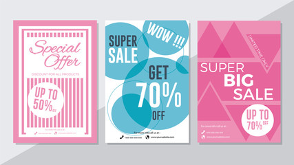 Special offer, super sale and super big sale flyer template