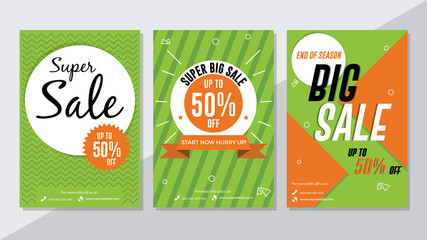 Super sale, super big sale and end of season sale flyer template