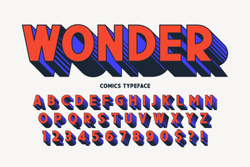 Trendy 3d comical font design, colorful alphabet, typeface. © Aleksandr