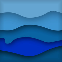 3d paper cut eco friendly design on World sea day. Vector illustration. Paper carving layer drop with shadow