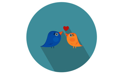 Love Birds Vector isolated flat color icons for mobile and web