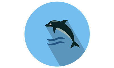 Dolphin Vector illustration with water waves - flat isolates icon