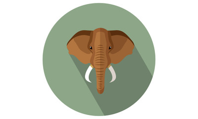 Elephant Head Vector Icon- Illustration with shadow