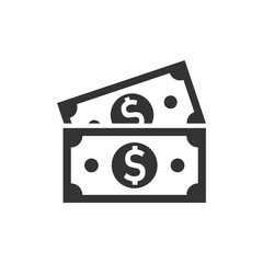 Dollar currency banknote icon in flat style. Dollar cash vector illustration on white isolated background. Banknote bill business concept.