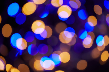 beautiful blue and yellow bokeh christmas background