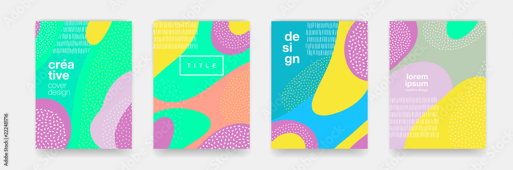 Poster abstract fun color dot pattern cartoon texture for doodle geometric background. vector trend shape f