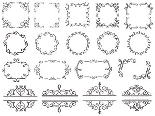 Retro decoration frames. Vintage filigree swirls border, elegant decorative frame and ornate divider classic elements vector set