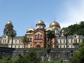 Fototapeta na wymiar Monastery in the city of Novy Afon in Abkhazia near the Black Sea